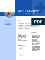 CV Médico Profesional Azul