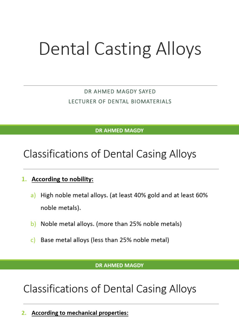 Dental Casting Alloys PDF Metals Alloy