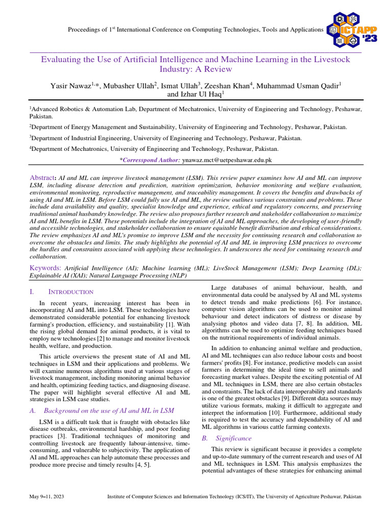 AI and ML in Livestock Management Review | PDF | Machine Learning ...