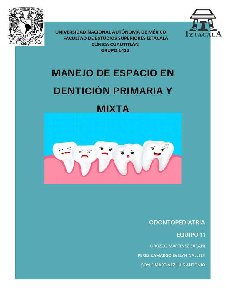 Manejode Espacioen Dentición Primariay Mixta | PDF | Diente | Boca