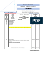 Presupuesto para Servicio Automotriz Sentra 2004.