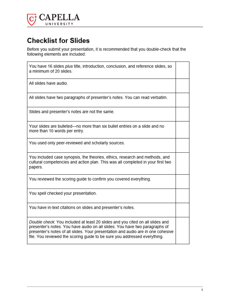 Msnam-Cf Checklist For Slides | PDF