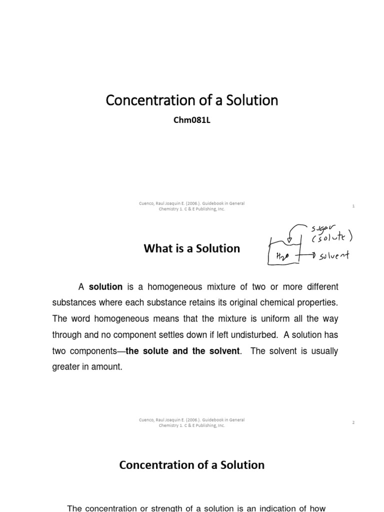 Solution With Annotations Pdf Concentration Mole Unit