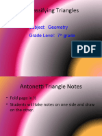 Classifying Triangles: Subject: Geometry Grade Level: 7 Grade