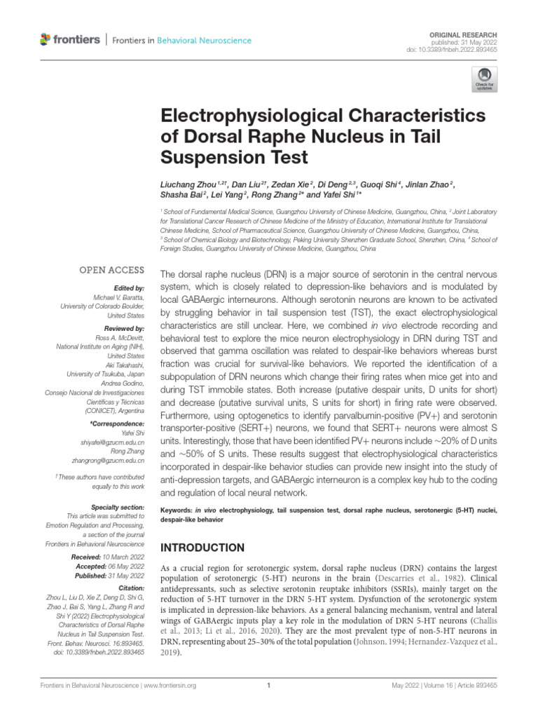 ZHOU-2022-Electrophysiological Characteristics of Dorsal Raphe Nucleus ...
