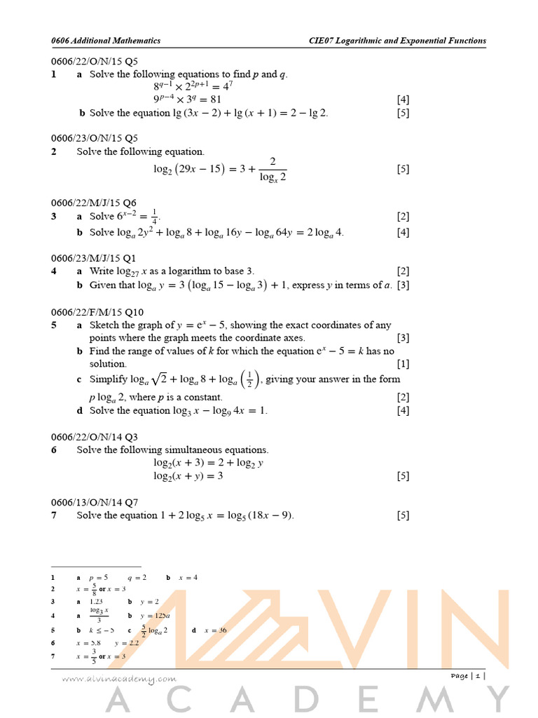 Exponential Equations and Solutions | PDF | Equations | Logarithm