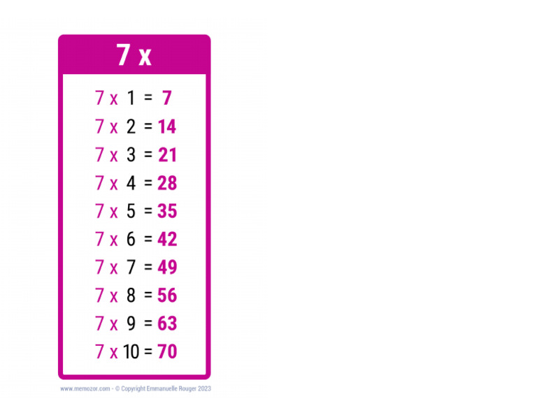 Table De 7 Exercice