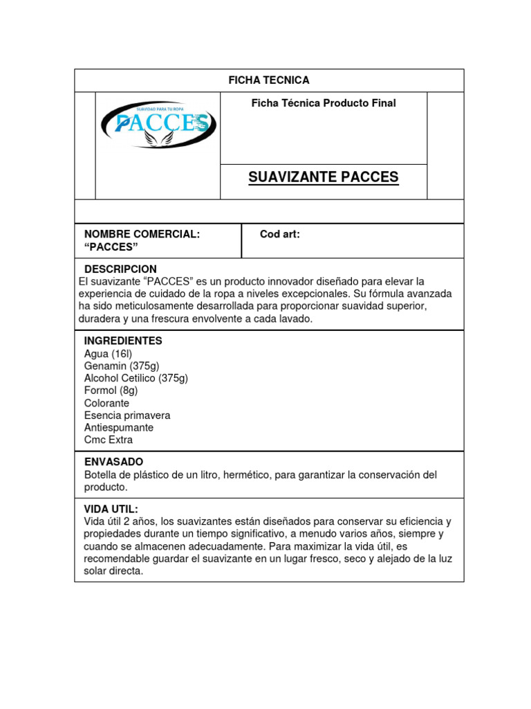 FORMATO FICHA TECNICA PC | PDF
