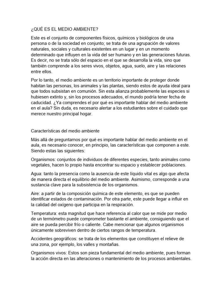 Qué Es El Medio Ambiente | PDF | Entorno natural | Suelo