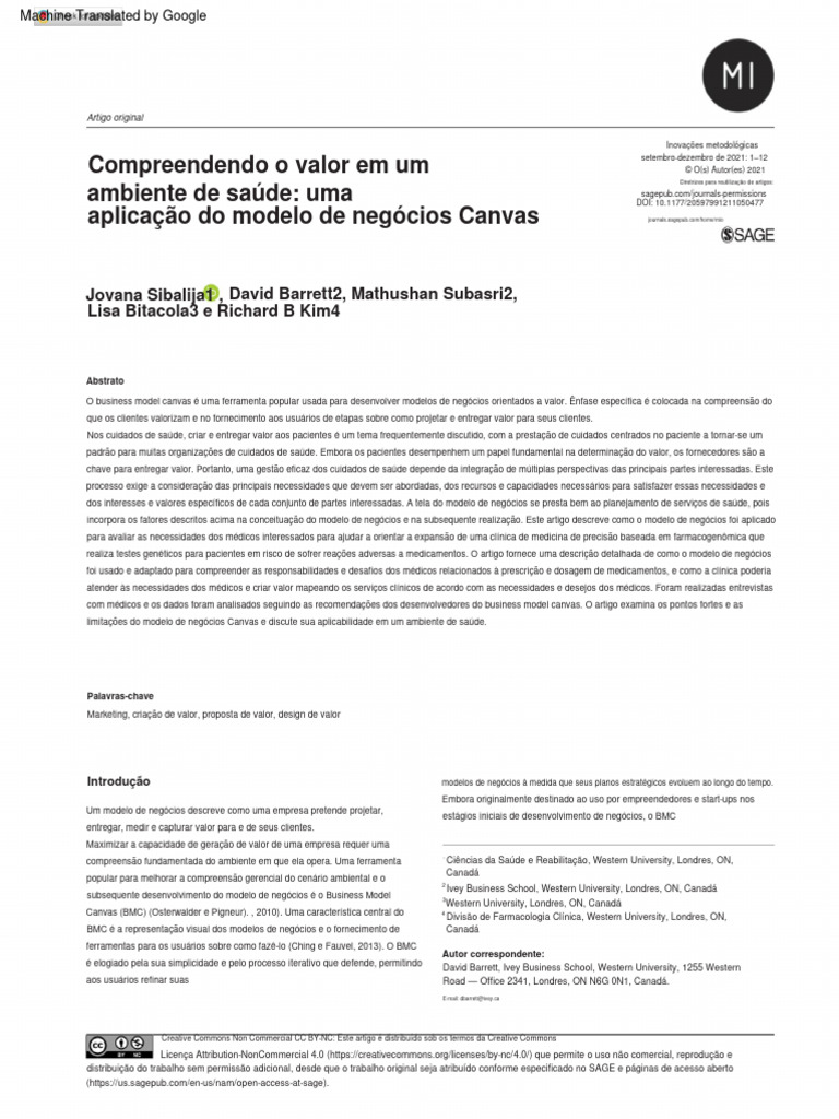 Understanding Value In A Healthcare Setting An Application Of The