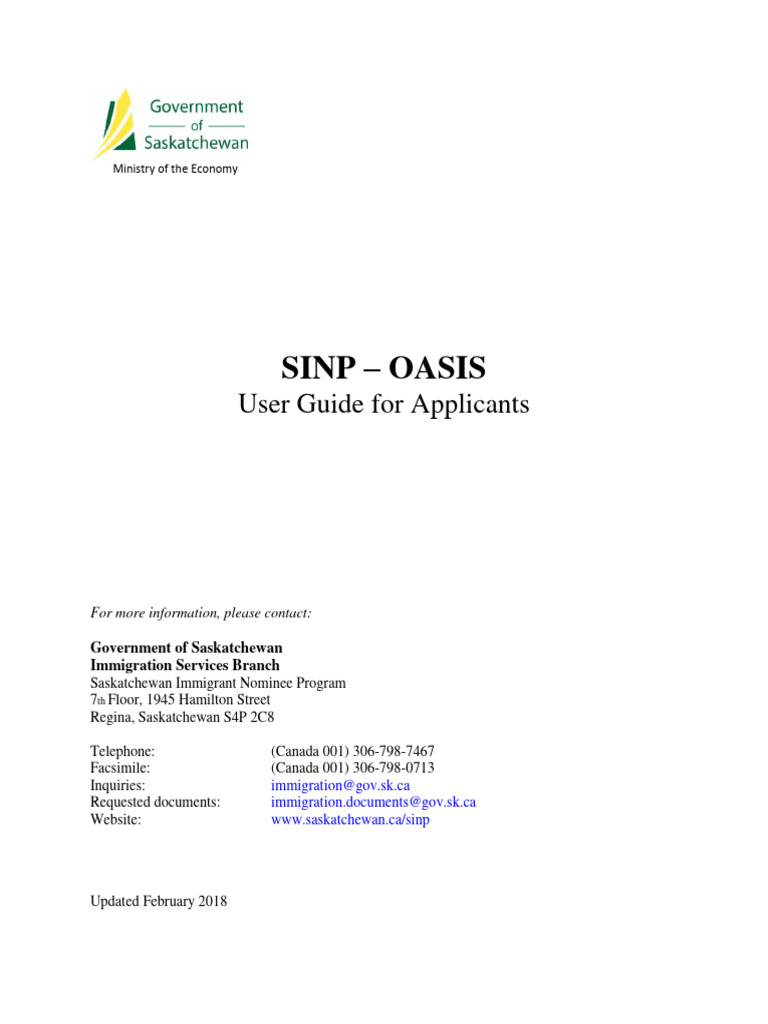 SINP OASISUserGuideforApplicants | PDF | Password | Marriage