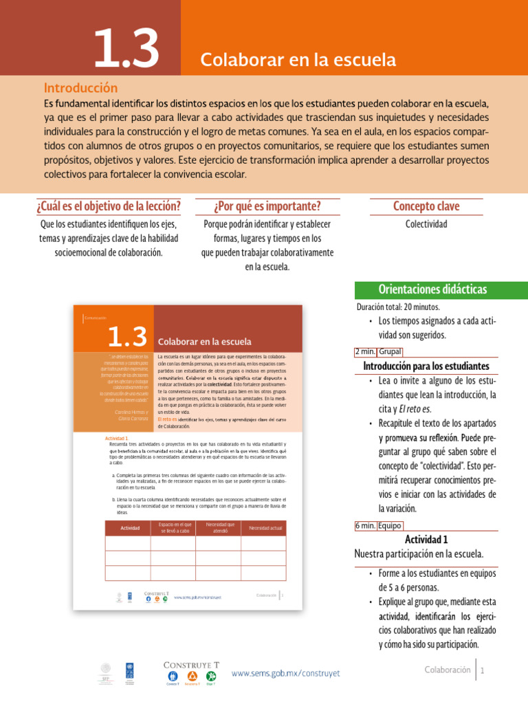1.3 P Colaborar en La Escuela M3 R3 | PDF