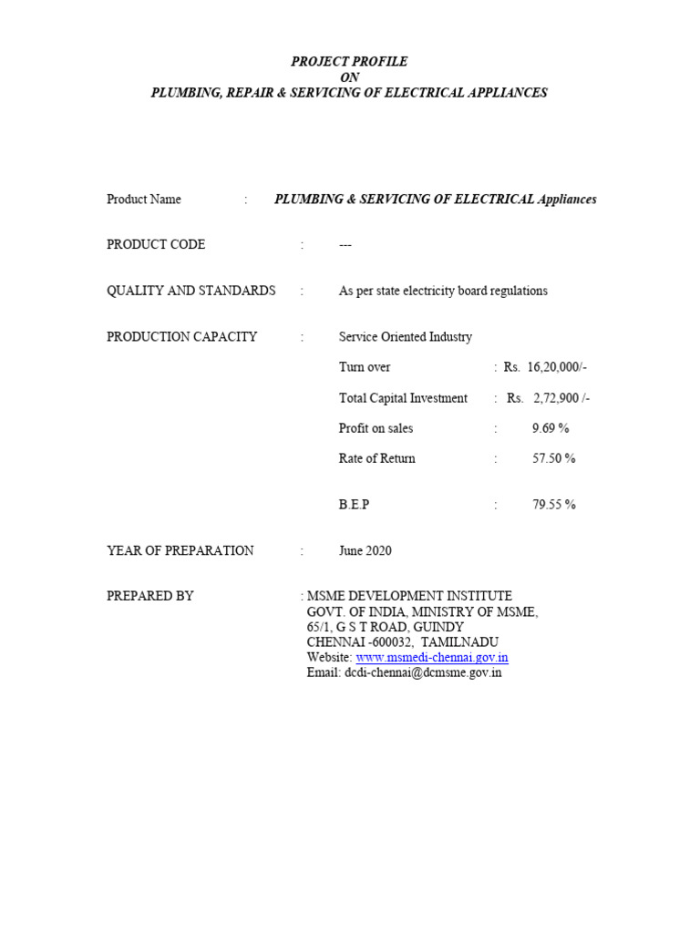 Plumbing&Servicing of Electrical Appliances PDF Expense Net