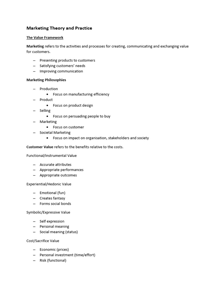 Marketing Theory & Practice by TVF | PDF | Marketing | Pricing
