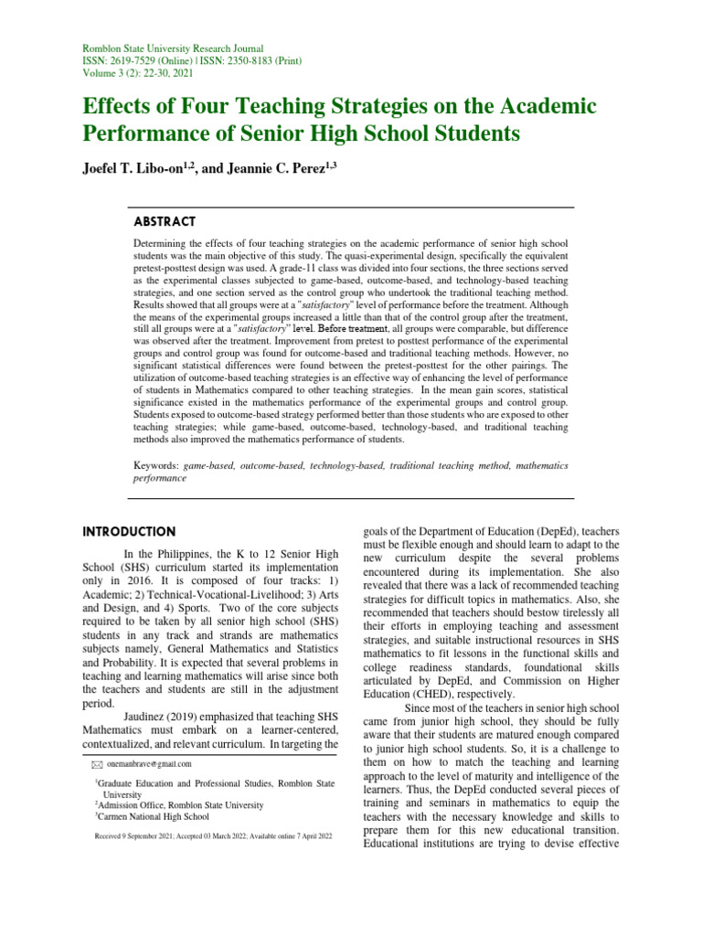Teaching Strategies and Student Performance | PDF | Learning | Science