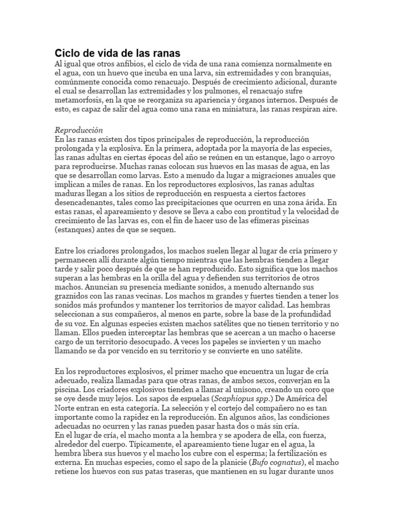 Ciclo de Vida y Reproducción de Ranas | PDF | Granizo | Depredación