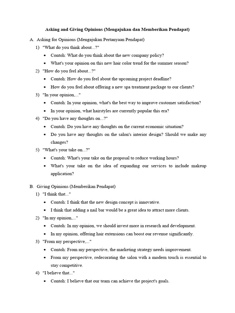 Asking And Giving Opinions Pdf