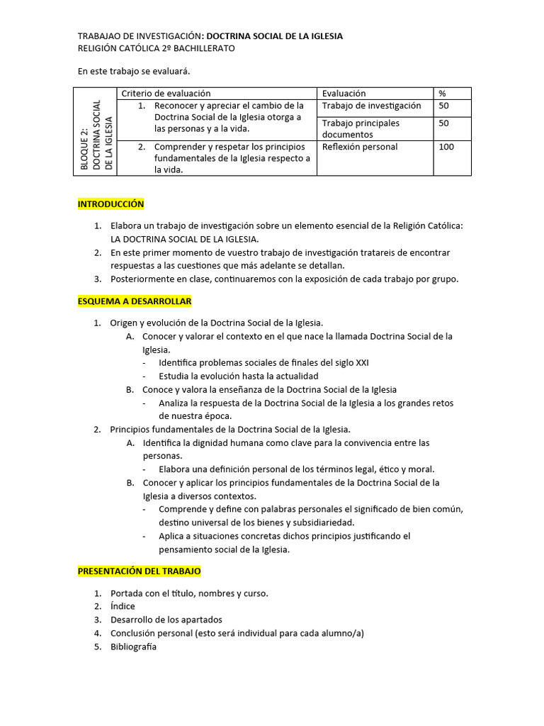 Trabajo Doctrina Social de La Iglesia | PDF | Iglesia Católica ...