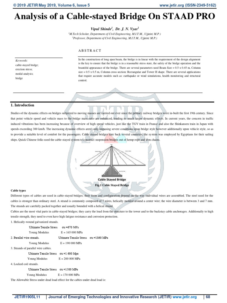 Cable-Stayed Bridge Analysis in STAAD PRO | PDF | Deformation ...
