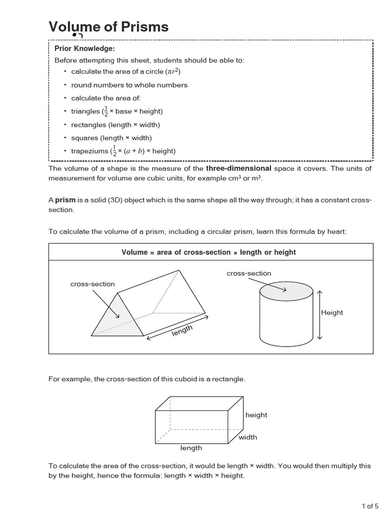 GR 7 Unit 8 Prism | PDF | Area | Length