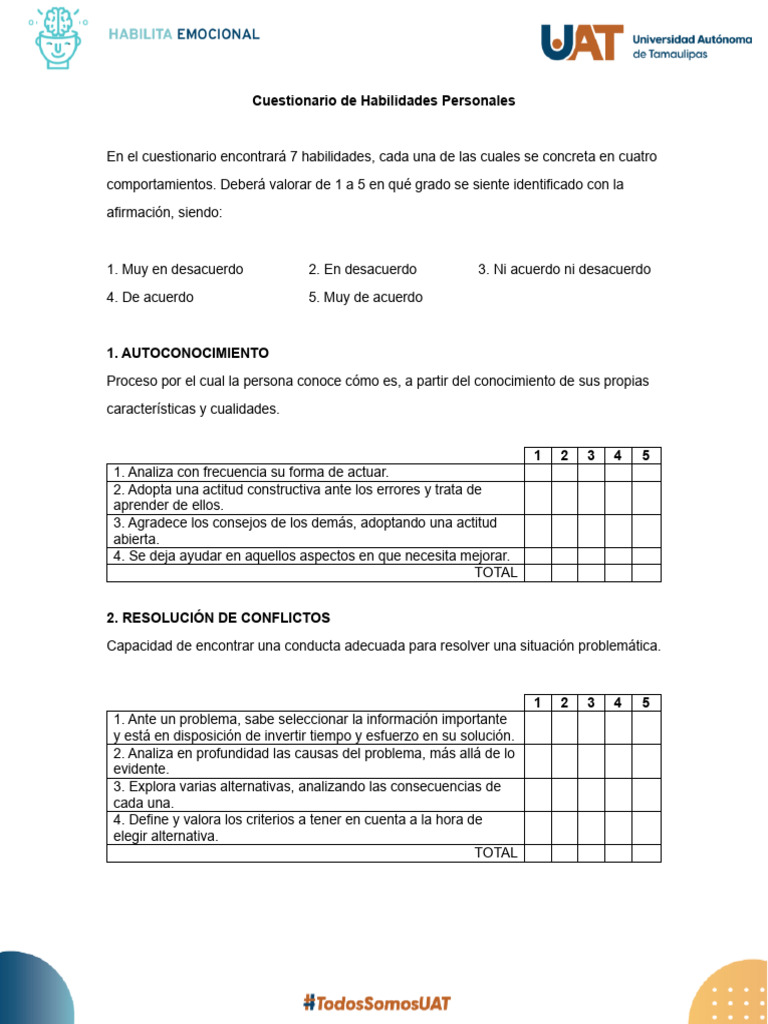 Cuestionario de Autoconocimiento Personal | PDF | Las emociones ...