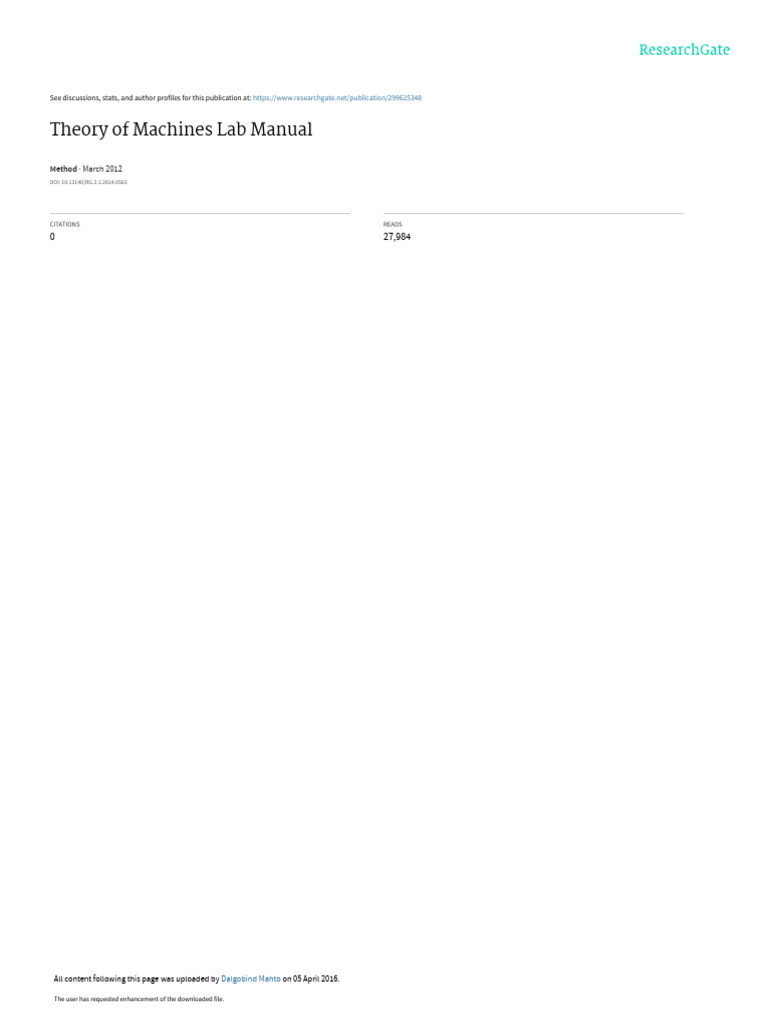 Theoryof Machines Lab Manual PDF Gyroscope Torque