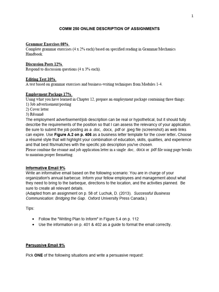 250 Online Description of Assignments | PDF | Résumé | Apa Style