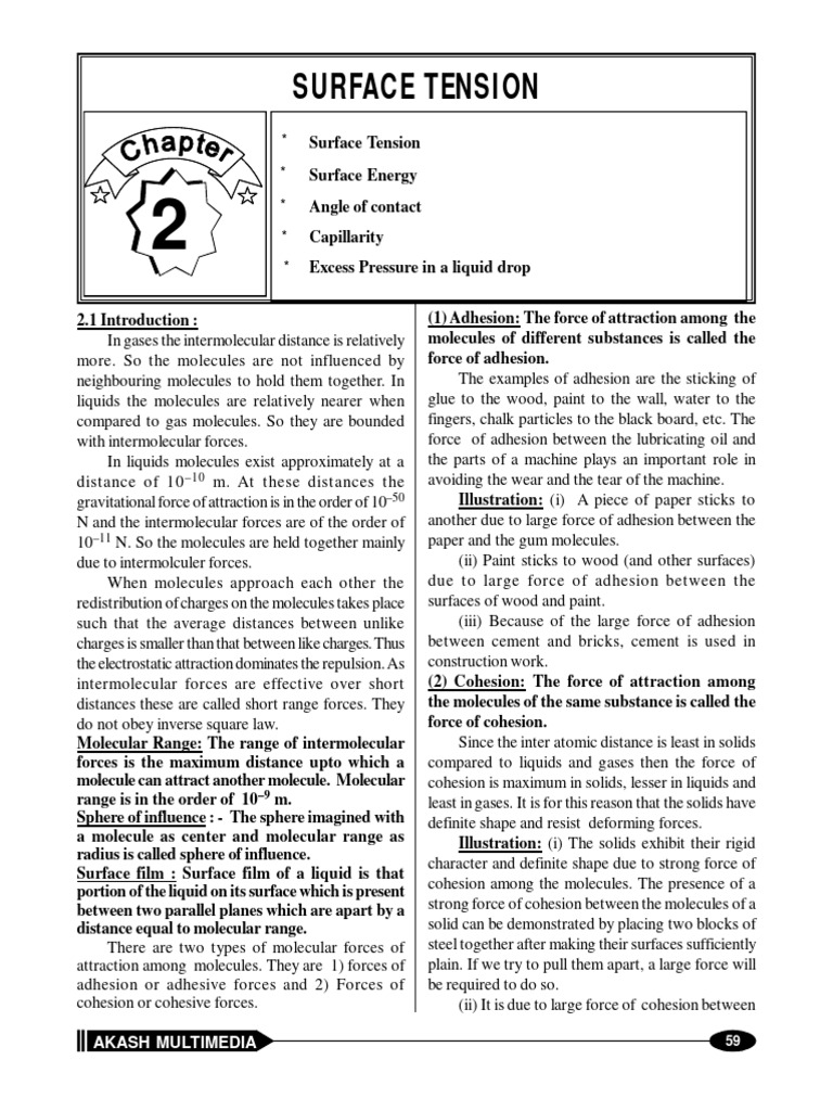 Surface Tension: Concepts and Problems | PDF | Surface Tension | Adhesion