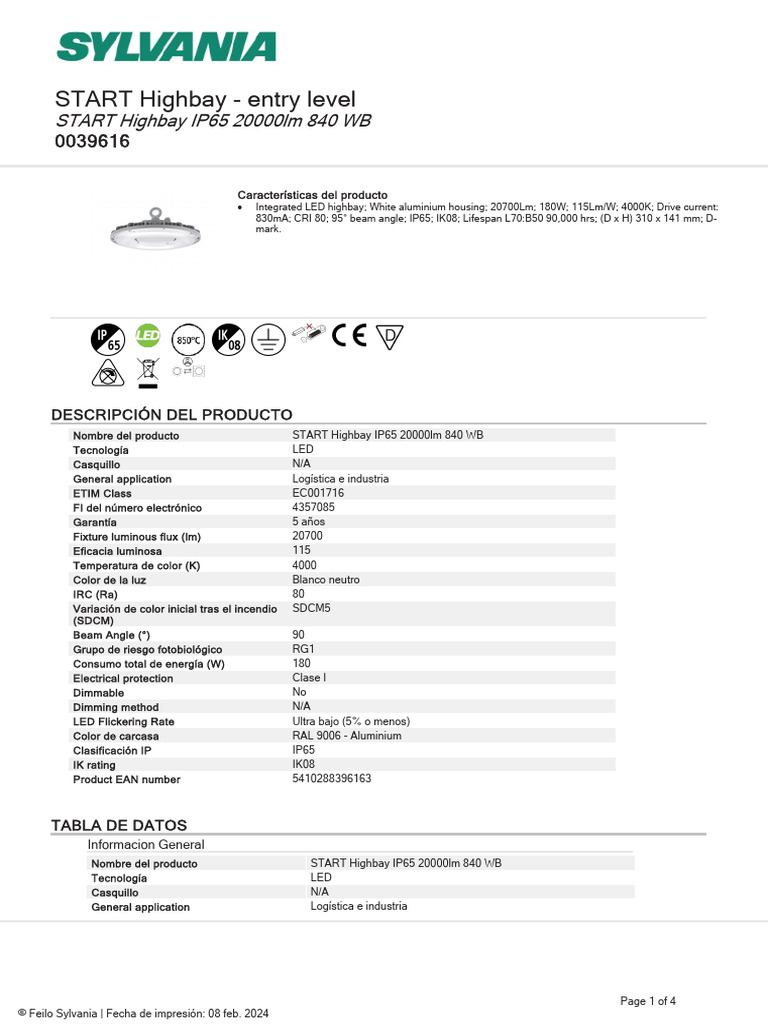 Feilo-Sylvania DataSheet Es-Es 0039616 | PDF | Diseño de interiores ...