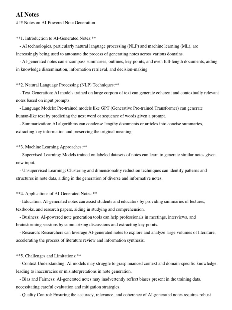 What Is Ai Notes Pdf