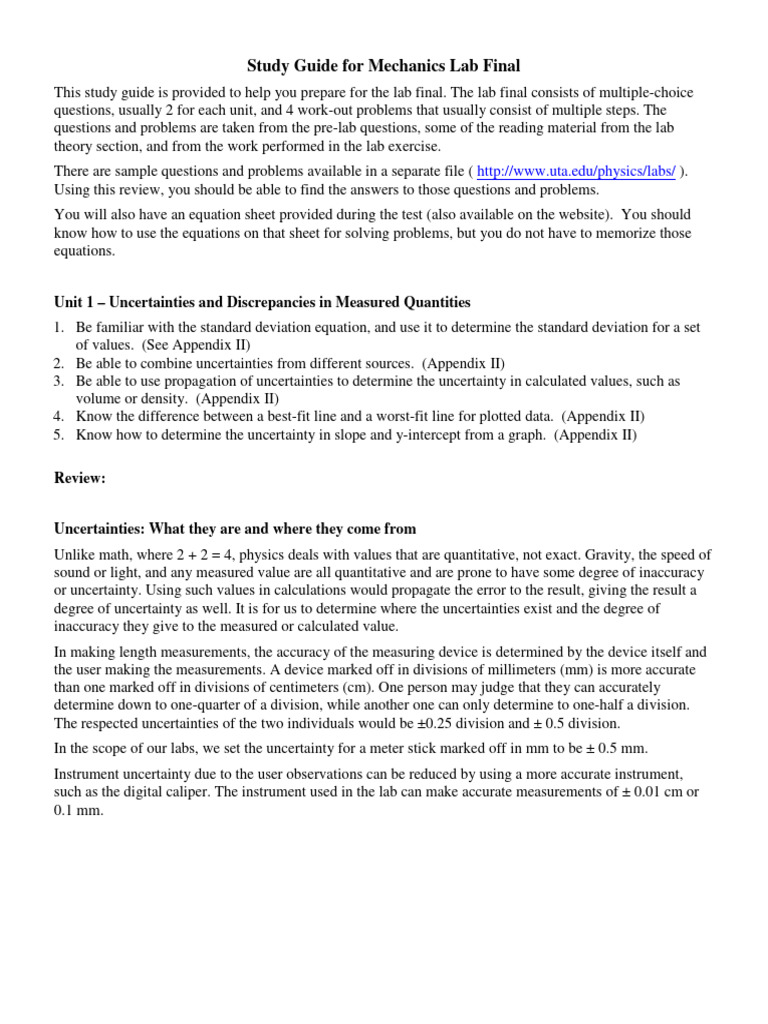 Mechanics StudyGuide | PDF | Force | Acceleration