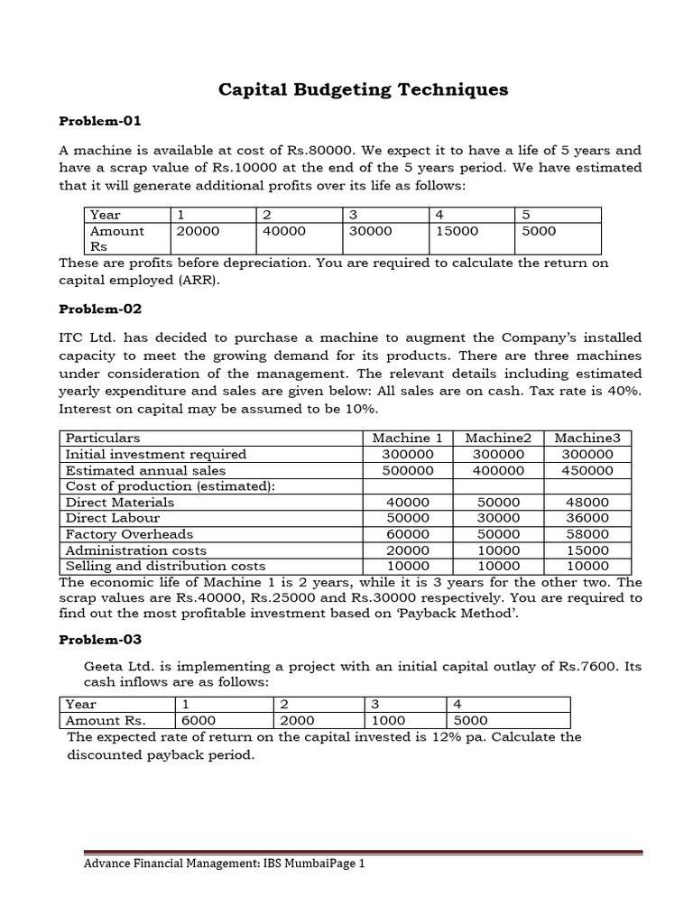Capital Budgeting Techniques Explained | PDF