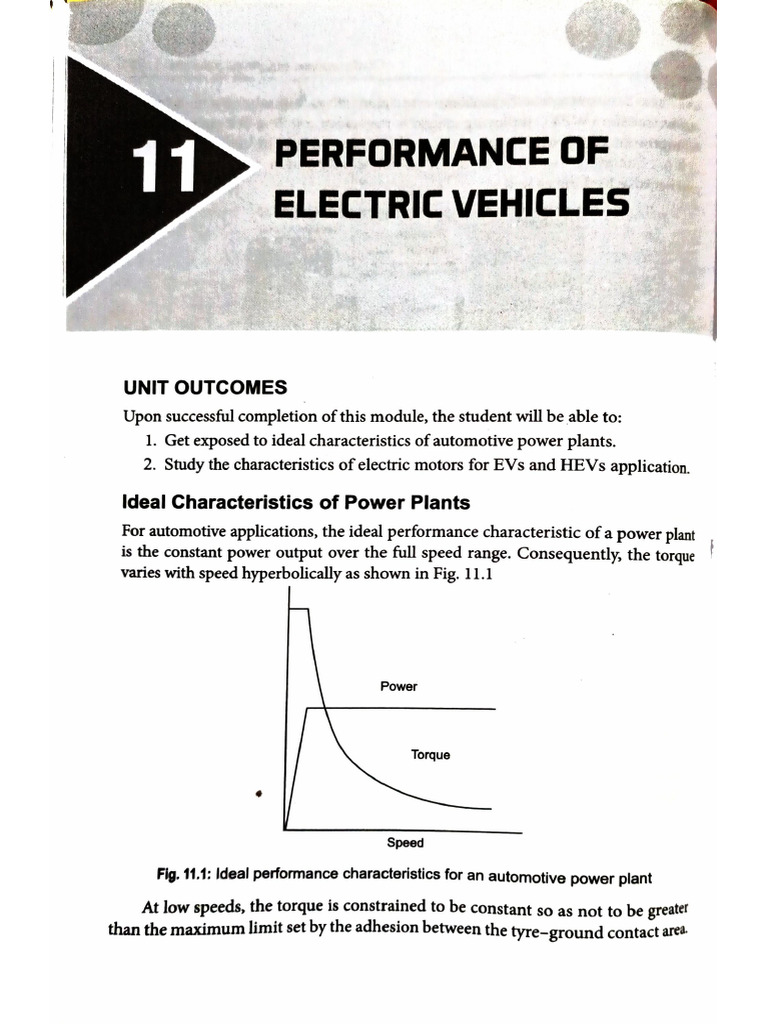 Performance of electric vehicles PDF