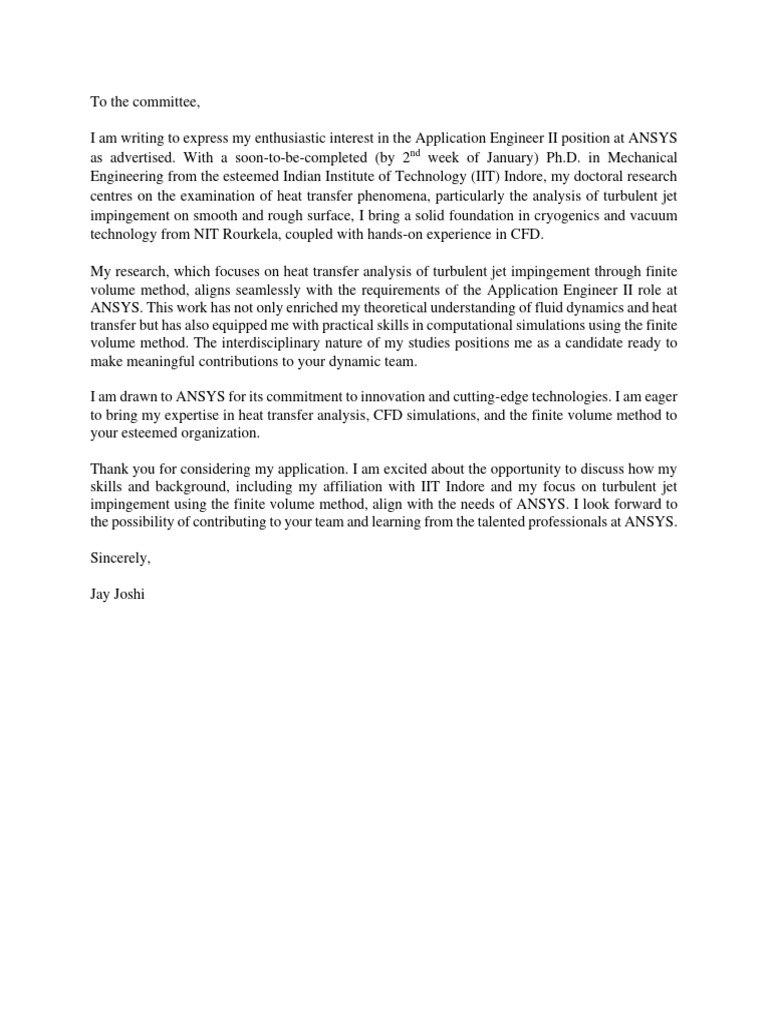 Application for ANSYS Engineer II Position | PDF