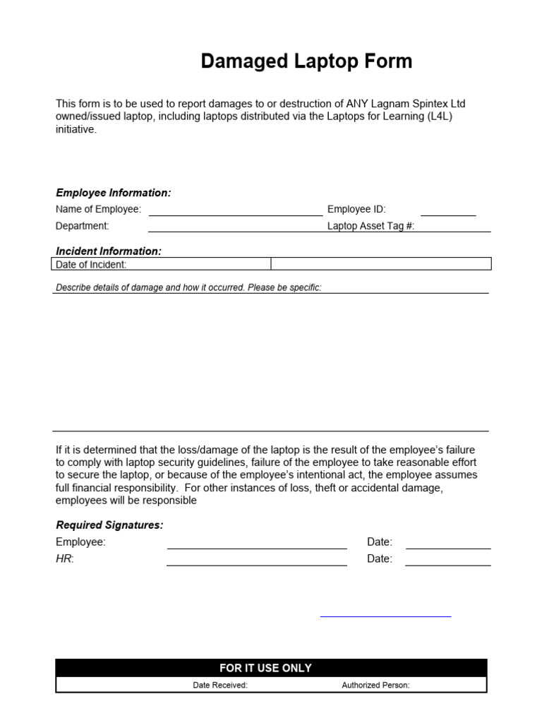 LAPTOPLDamage Form | PDF
