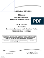 Tutorial Letter 103/0/2023: Teaching Practice Ii Bed (Senior Phase, Grade 7 - 9)