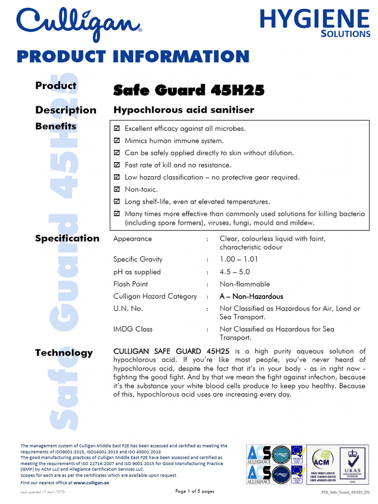Safe Guard 45H25 EN | PDF | Disinfectant | Pathogen