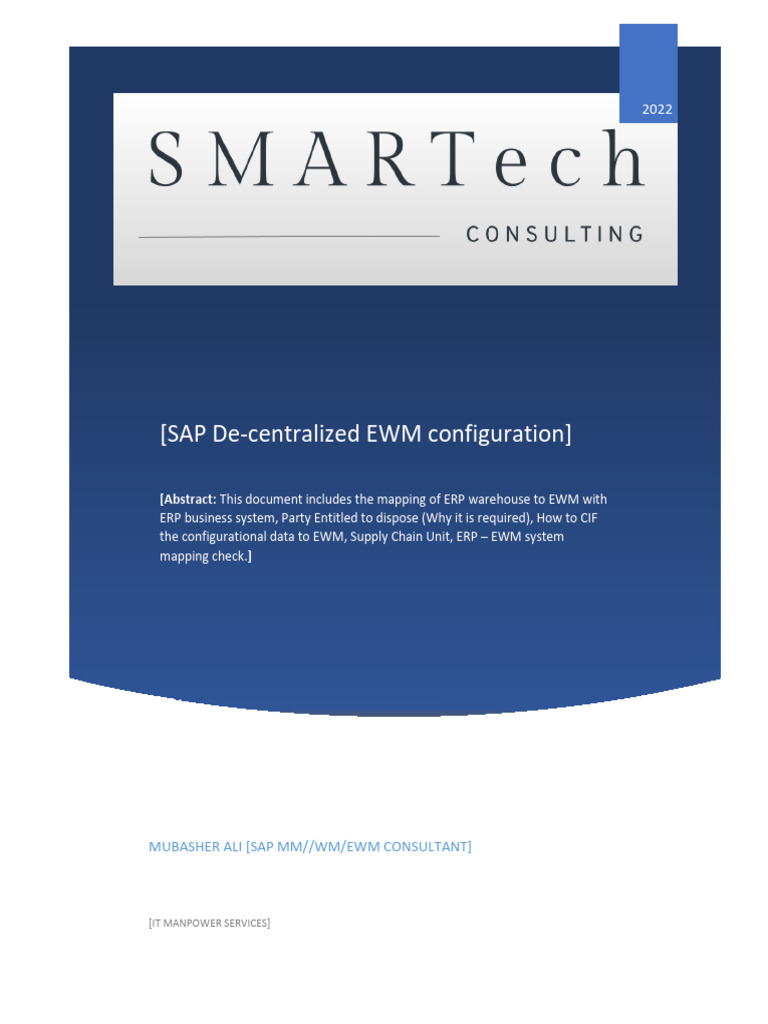 SAP De-Centralized EWM Configuration W.R.T CIF & MAP | PDF | Enterprise ...