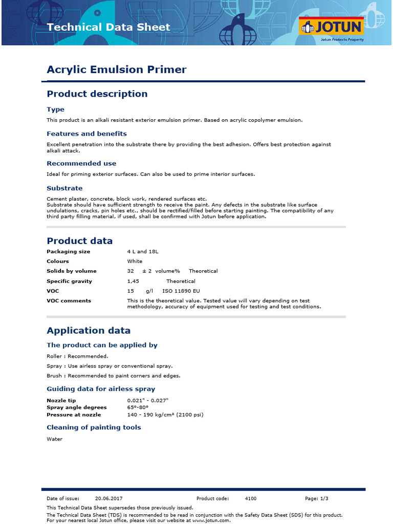Acrylic Emulsion Primer Pdf
