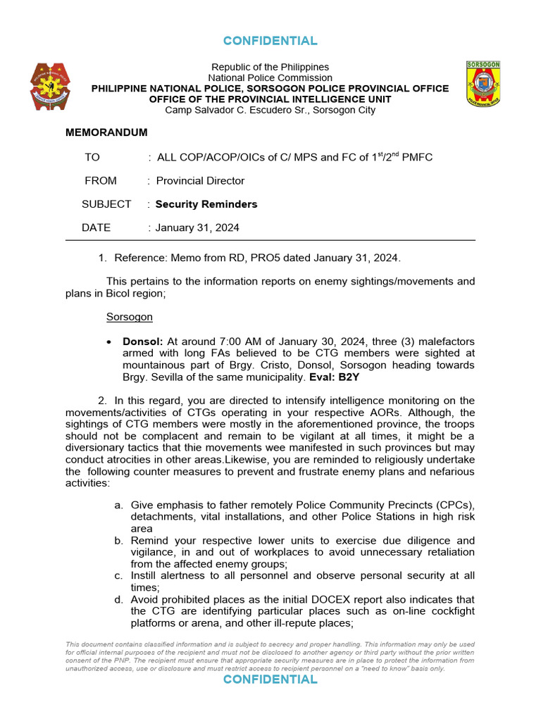 Security reminders 013124 pdf classified information securities