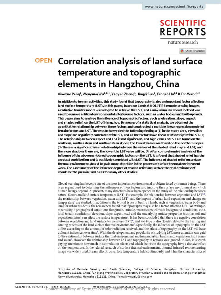 Good Topic Correlation Analysis of Land Surface Temperature A | PDF ...