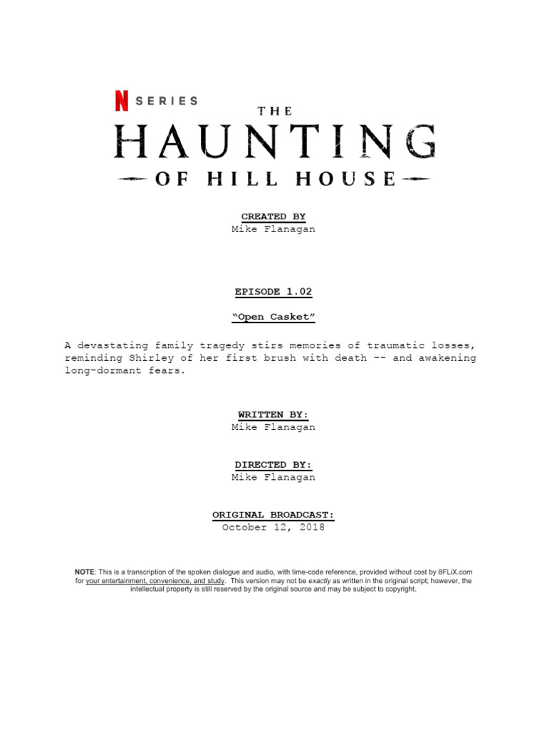 The Haunting of Hill House Episode Script Transcript Season 1 02 Open ...