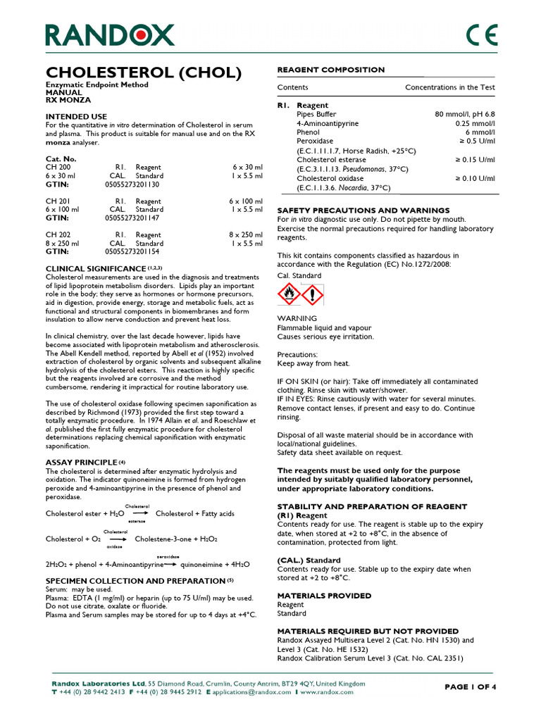 CH200 | PDF | Hydrogen Peroxide | Cholesterol
