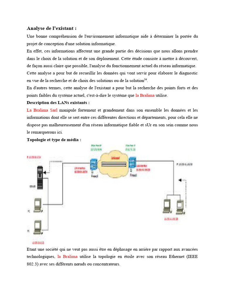 Analyse du réseau informatique de Bralima | PDF | Serveur (Informatique ...