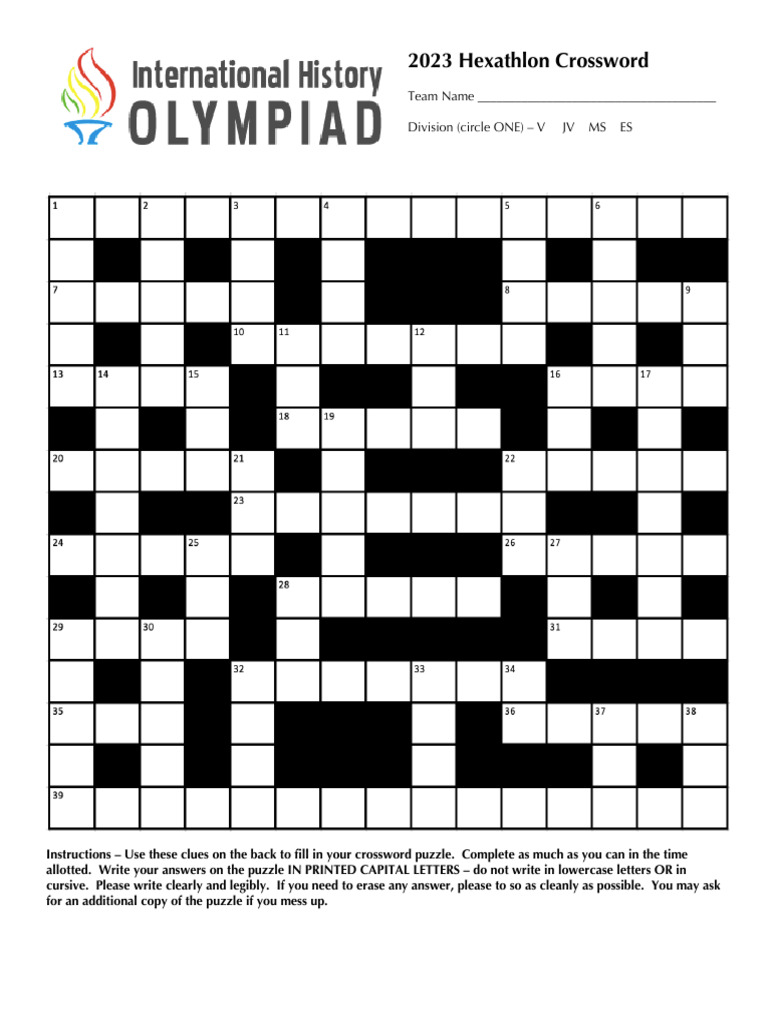 2023 Hex Crossword PDF