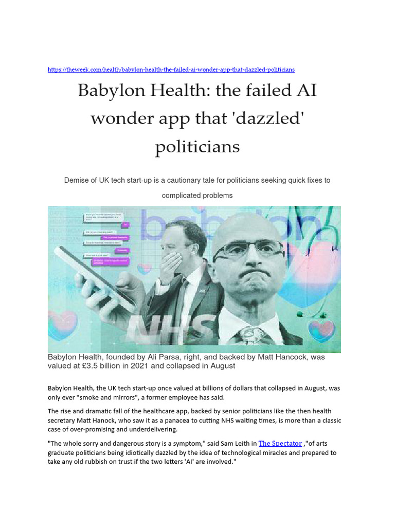 Babylon Health: A Cautionary Tale | PDF | National Health Service ...