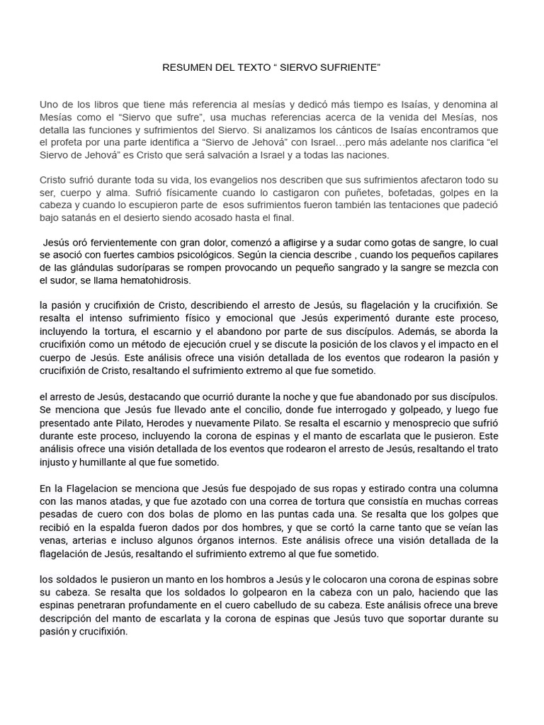 Resumen Del Texto " Siervo Sufriente" | PDF | Crucifixion de jesus ...