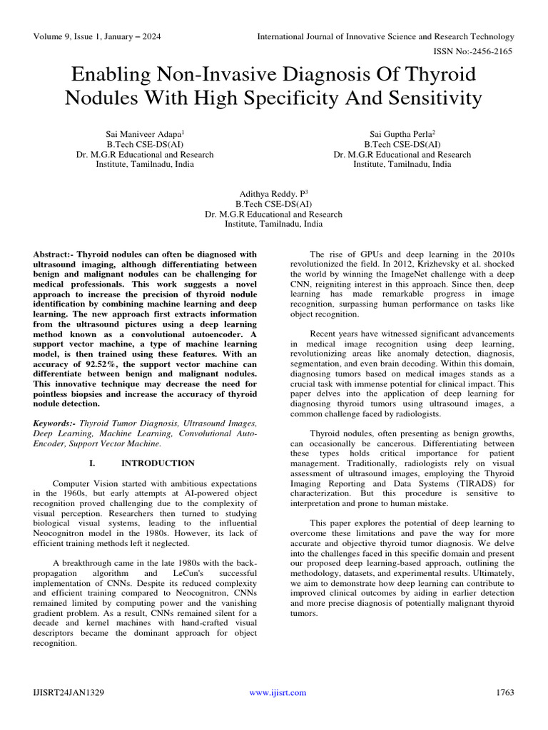 Non-Invasive Thyroid Nodule Diagnosis | PDF | Deep Learning | Machine ...