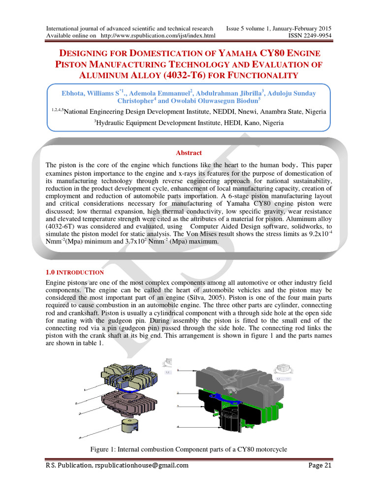 Yamaha CY80 Piston Manufacturing Insights | PDF | Internal Combustion ...