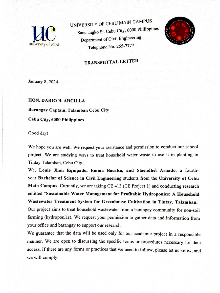 Transmittal Letter | PDF